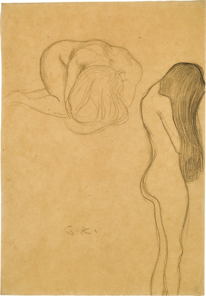 Zusammengekauerter und nach rechts stehender Frauenakt (Crouched Female Nude Standing to the Right) by Gustav Klimt