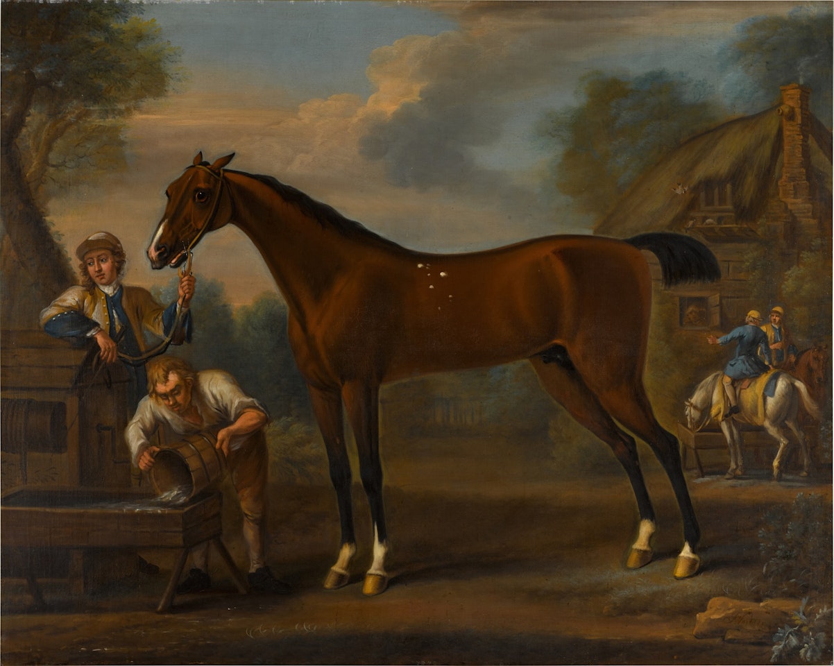 The Duke of Devonshire's celebrated Flying Childers, held by a groom by John Wootton