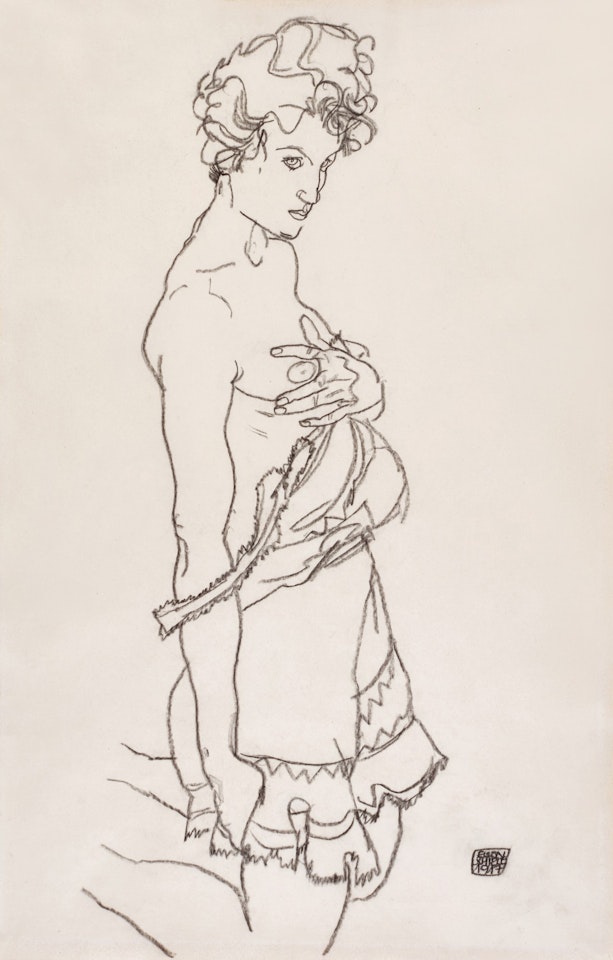 Stehender Halbakt (Standing semi-nude) by Egon Schiele