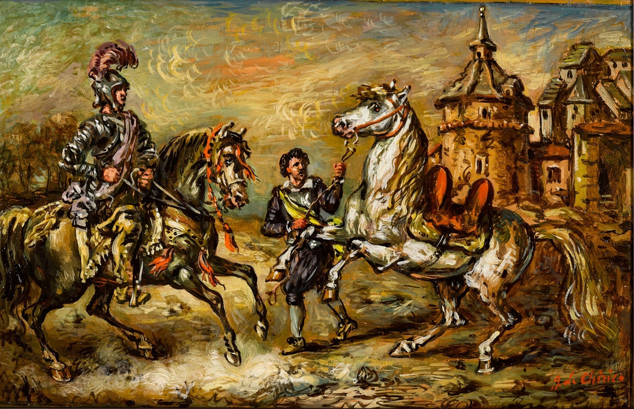 Cavalieri presso un castello (Knights at a Castle) by Giorgio de Chirico