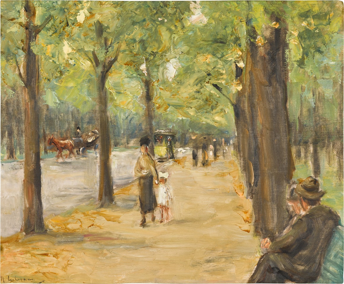 Allee im Tiergarten mit Spaziergängern und Kutsche (Avenue in Tiergarten with Pedestrians and a Carriage) by Max Liebermann