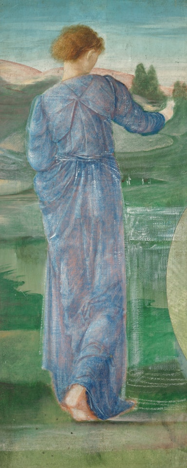 A female figure in a landscape by Edward Coley Burne-Jones