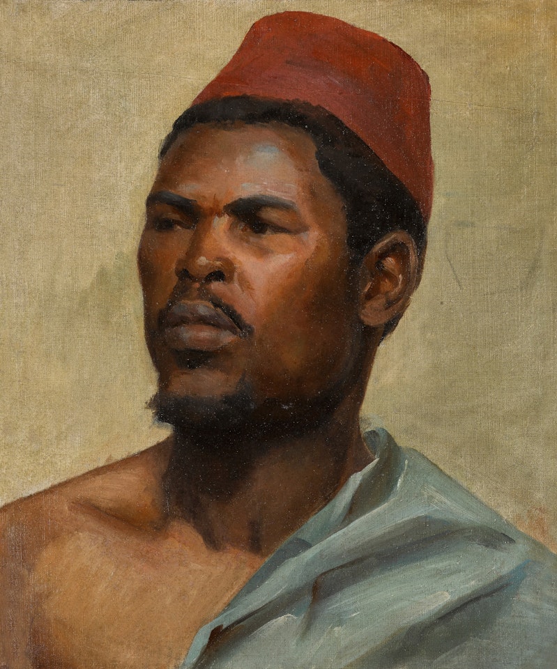 Study of a man wearing a fez by French School
