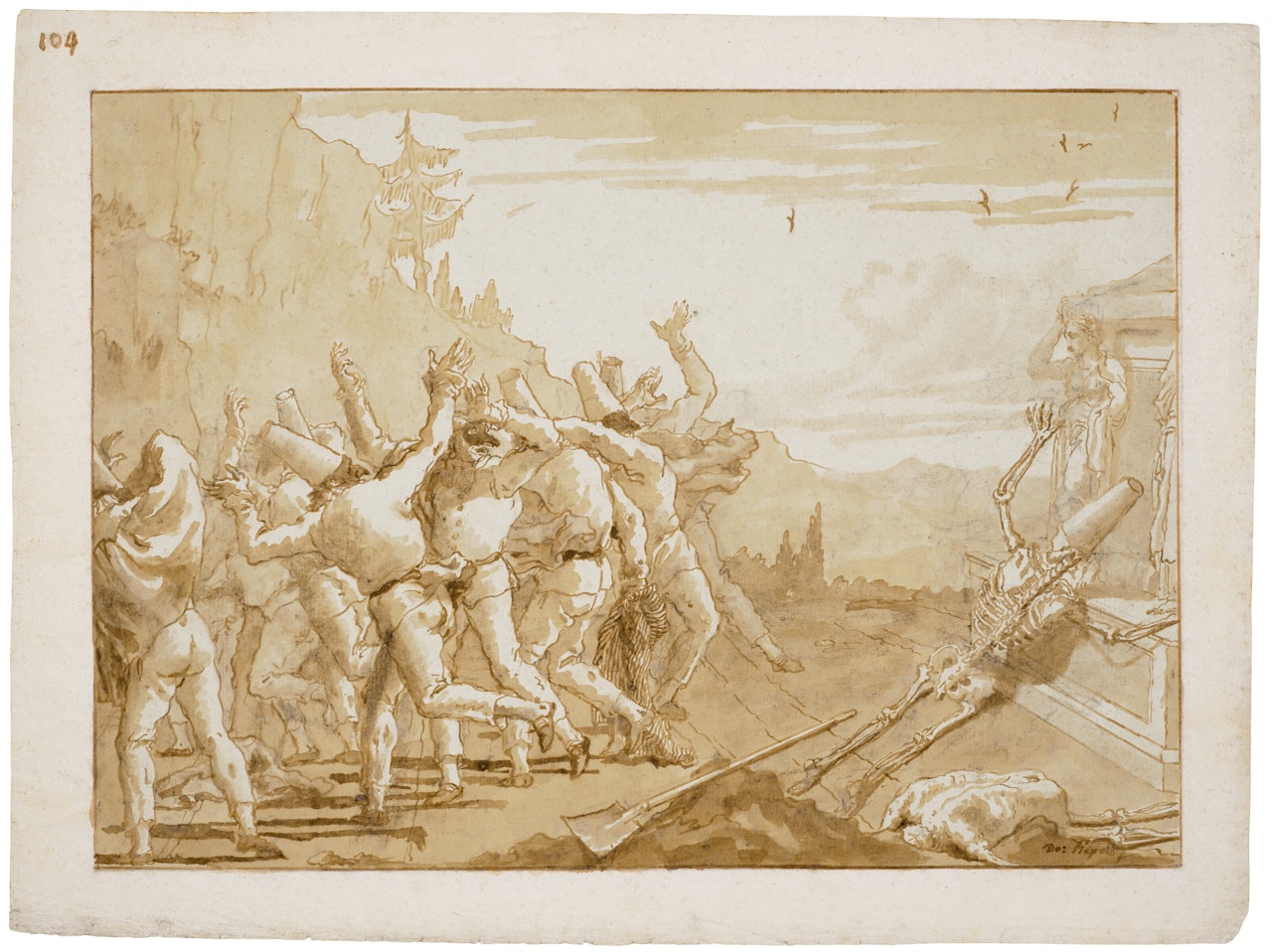 The apparition of the skeleton of Punchinello before his tomb by Giovanni Domenico Tiepolo