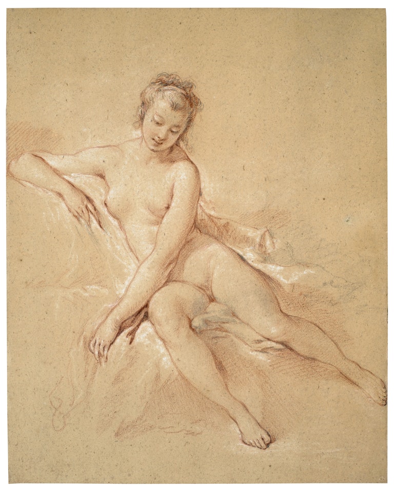 A seated female nude by Francois Boucher