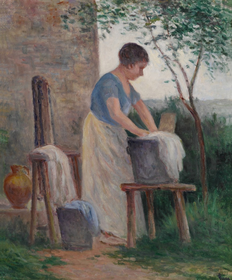 Rolleboise, la lessive dans le jardin by Maximilien Luce