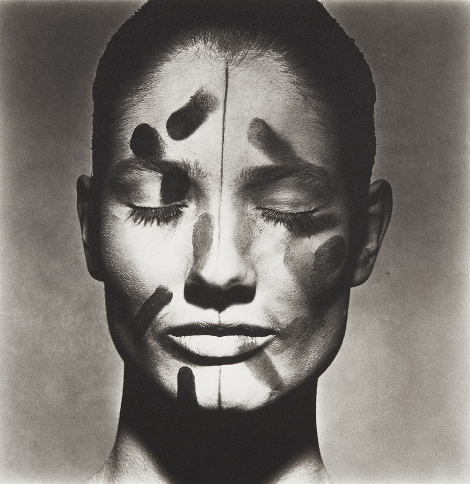 Vogue Beauty head with Eyes closed (front view), New York by Irving Penn