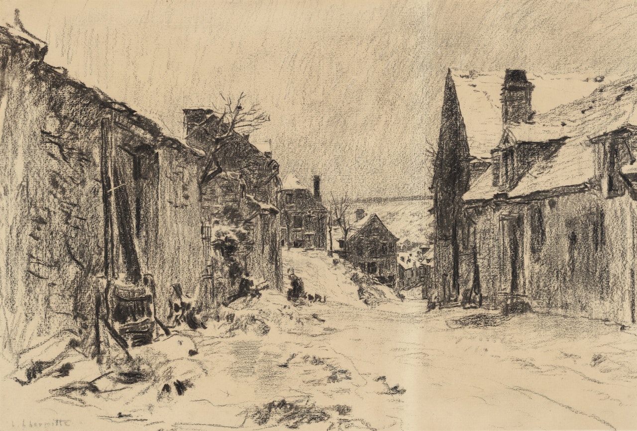 Mont-Saint-Père sous la neige ou Effet de neige by Léon Augustin Lhermitte