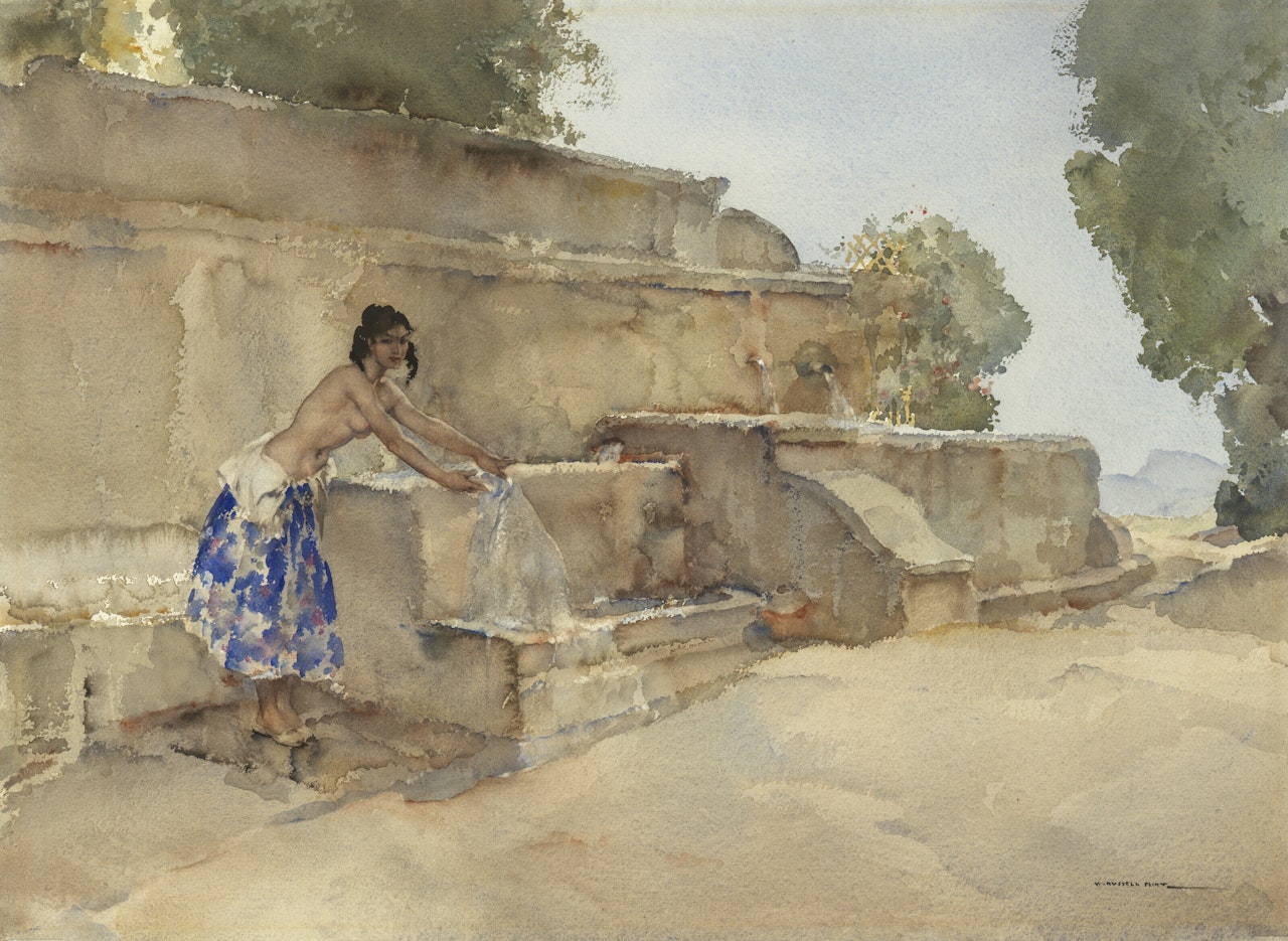 At the wall, Isabelle at Lucenay by William Russell Flint