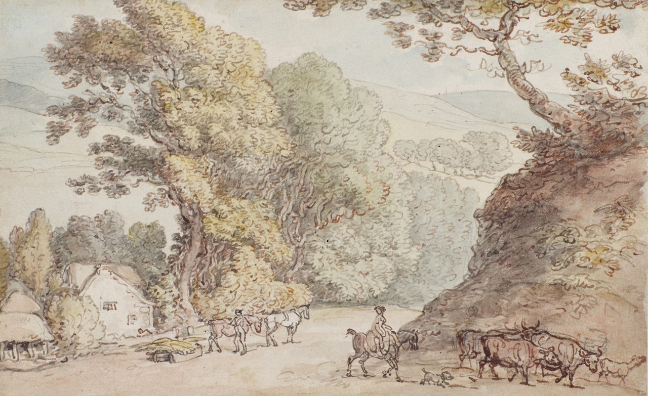 A rural landscape, possibly Cornwall by Thomas Rowlandson