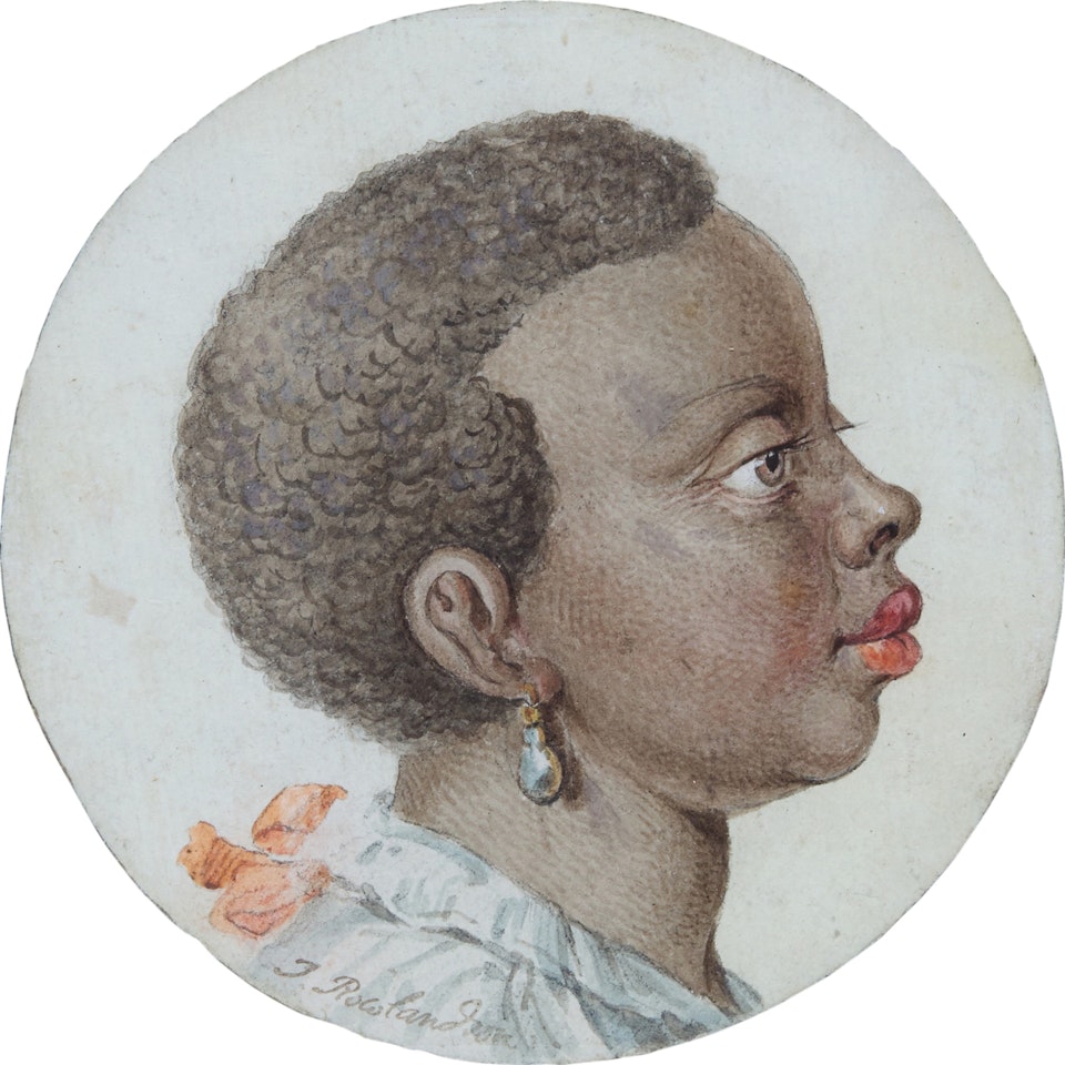 Head of a woman with a pearl earring by Thomas Rowlandson