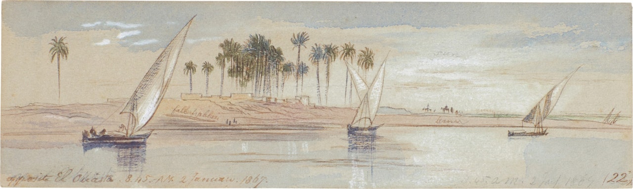 On the Nile, opposite El Ouasta, Egypt by Edward Lear