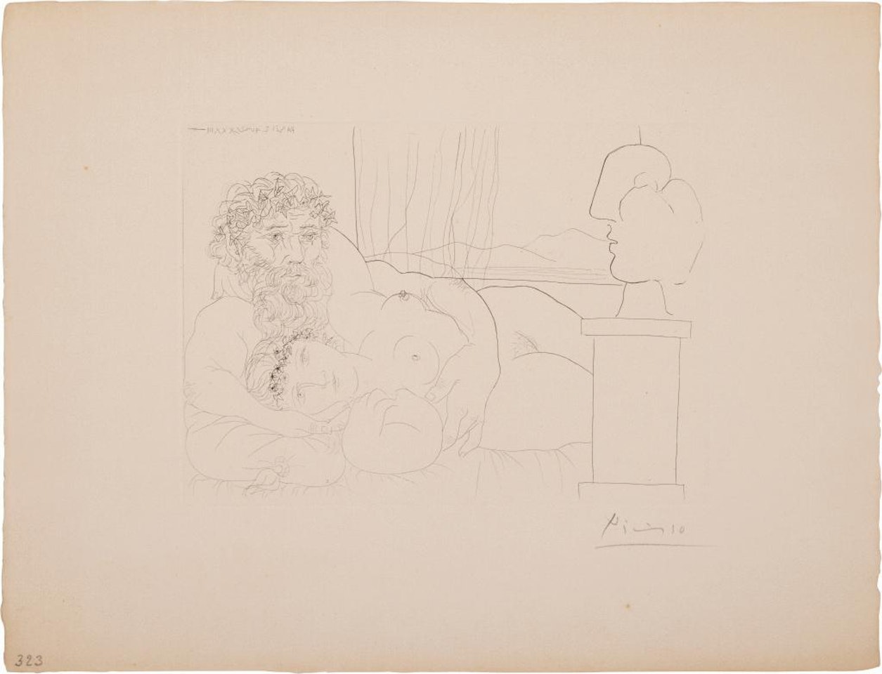Sculpteur et son modèle avec la tête sculptée du modèle (Bloch 171; Baer 324) by Pablo Picasso