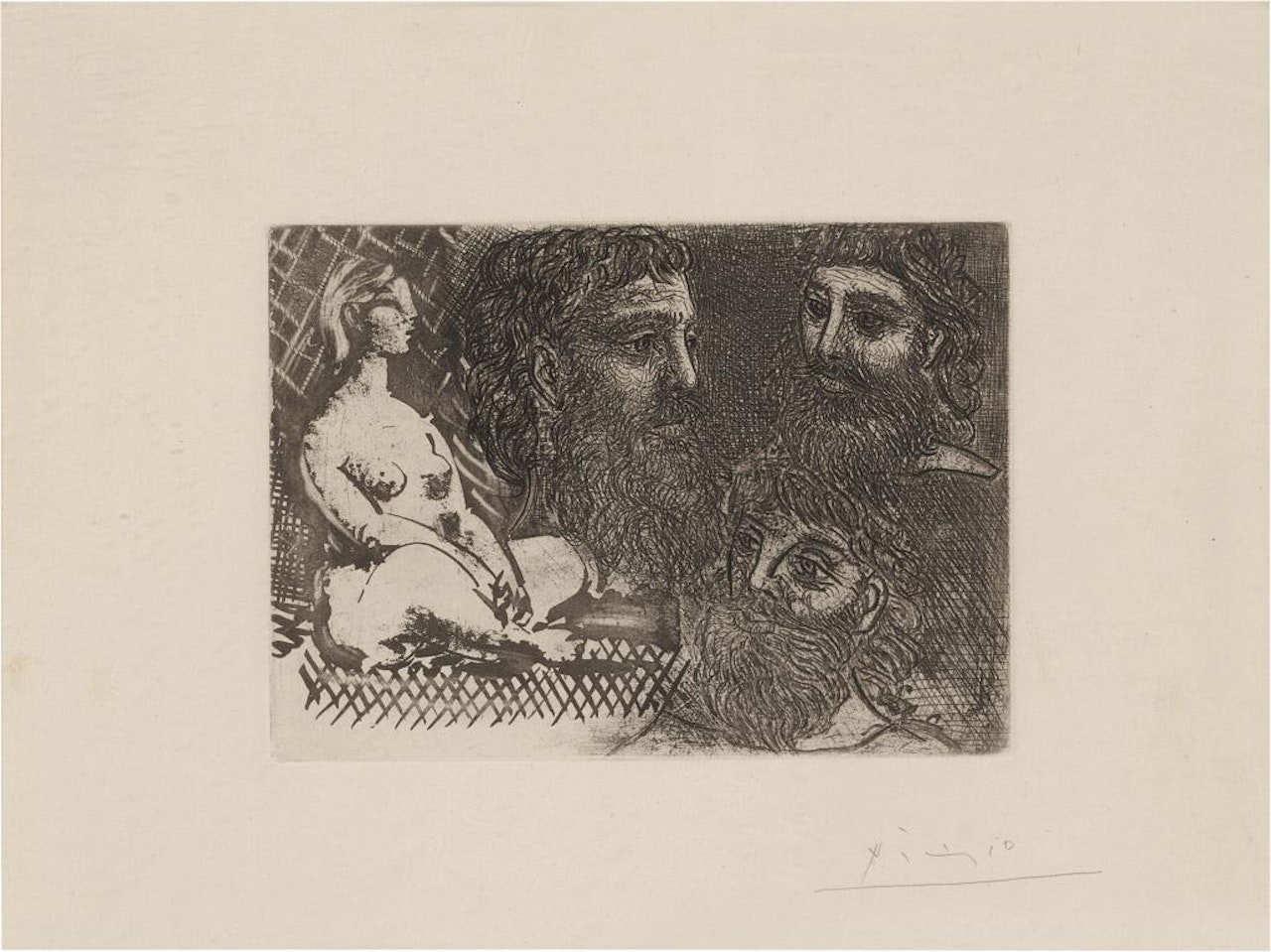 Marie-Thérèse en idole et trois Grecs Barbus (Bloch 216; Baer 416) by Pablo Picasso