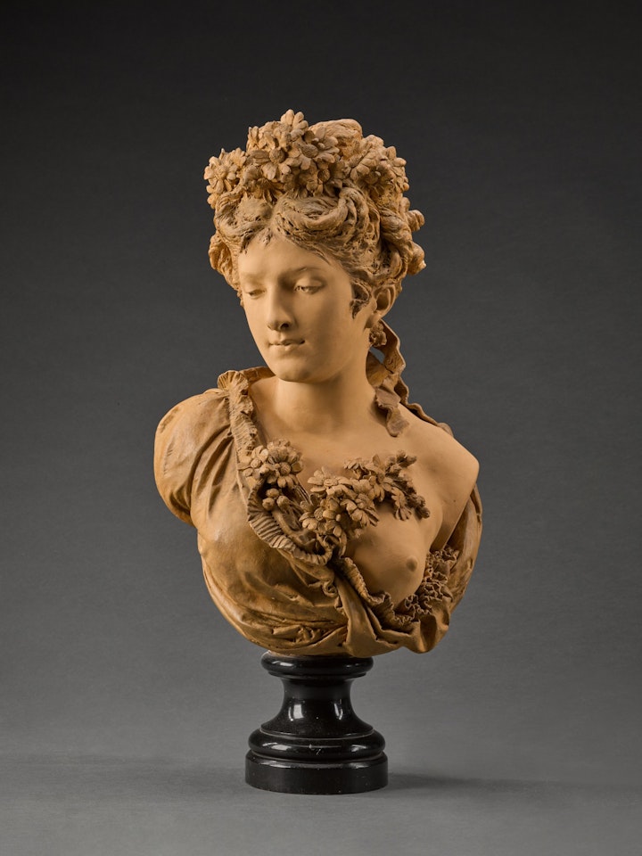 Jeune femme aux marguerites (Bust of a young woman with daisies) by Albert-Ernest Carrier-Belleuse