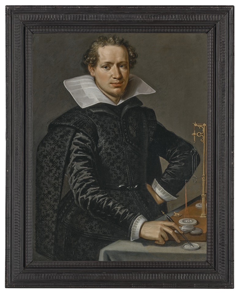 Portrait of a merchant jeweller, half-length, in a black doublet, with an assay scale by Flemish School