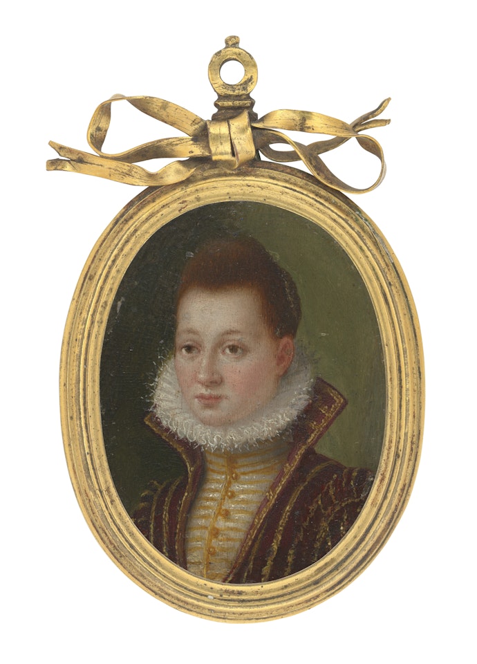 Portrait of a lady, bust-length, in a gold embroidered bodice with a high collar and a ruff by Lavinia Fontana