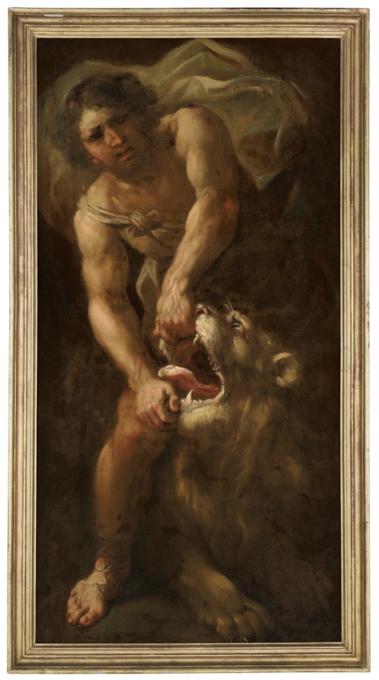 Samson and the lion by Circle of Luca Giordano