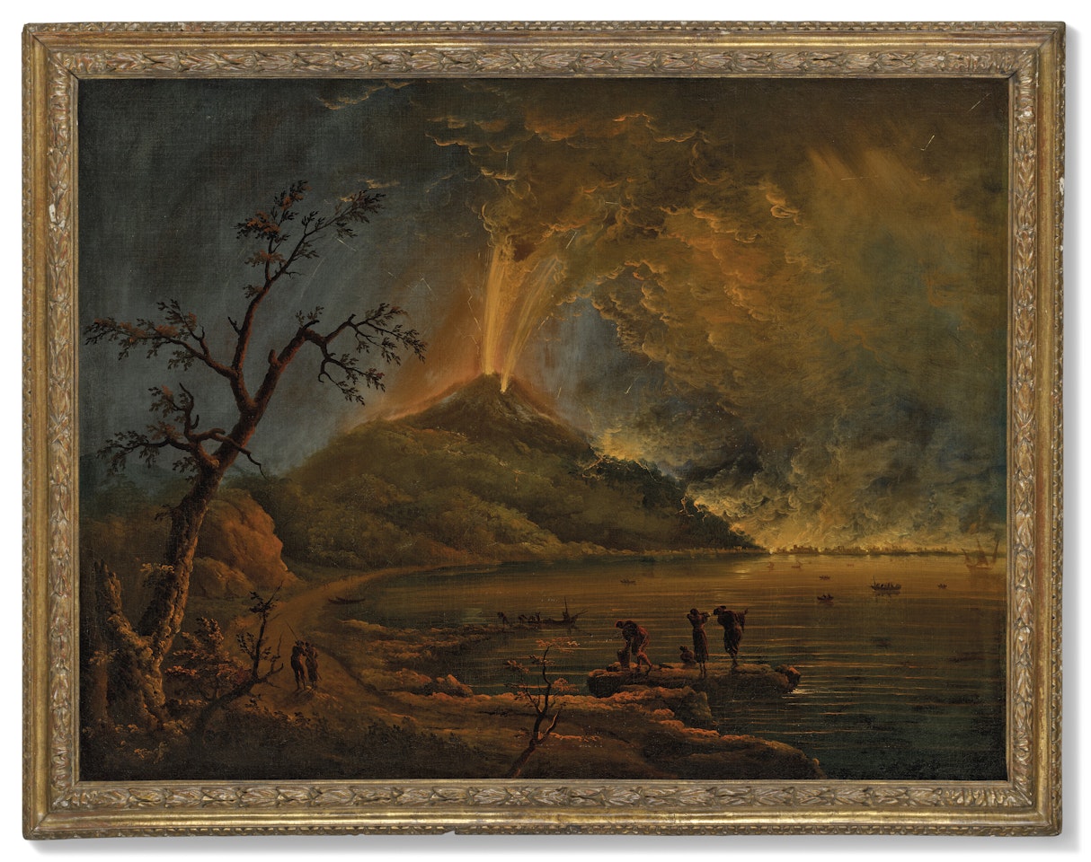 A volcano erupting at night, possibly Mount Etna by Carlo Bonavia