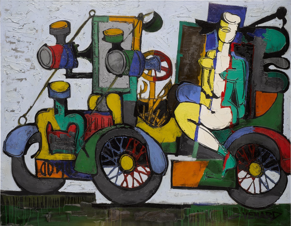 Femme sur tracteur by Claude Venard