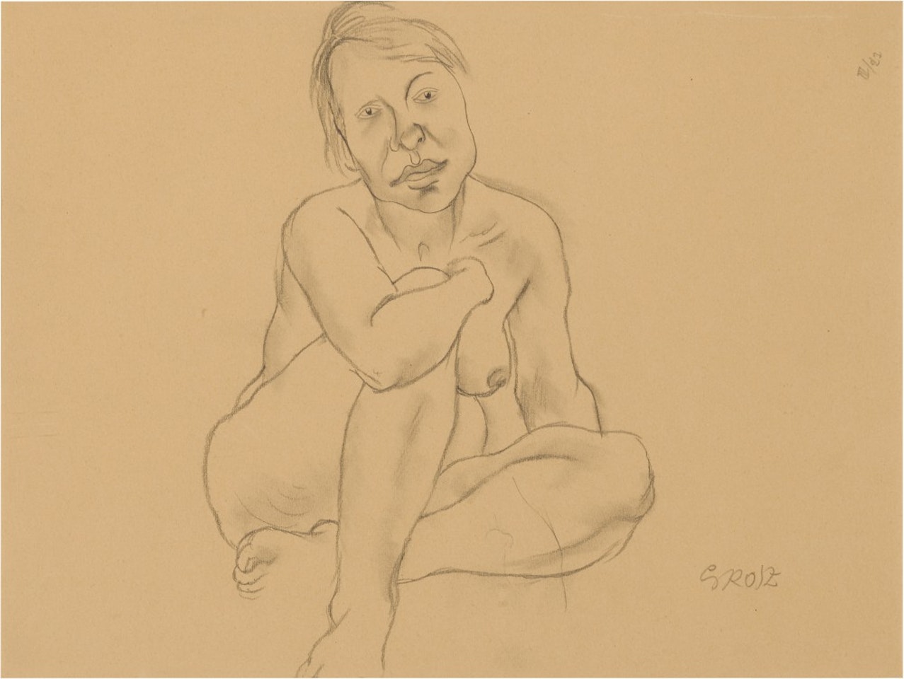 Hockender Weiblicher Akt (Lotte) by George Grosz