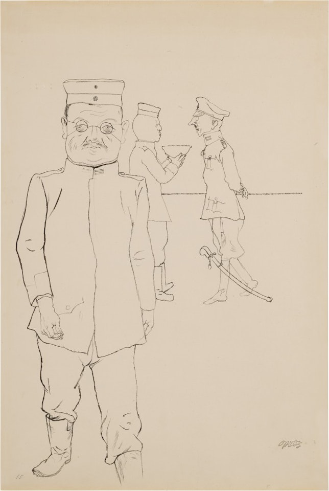 Garnisonverwendungsfähig (recto); Head of Man with Hat (verso) by George Grosz