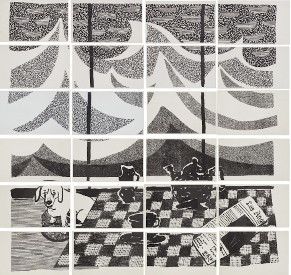 Breakfast with Stanley in Malibu, Aug. 23 by David Hockney