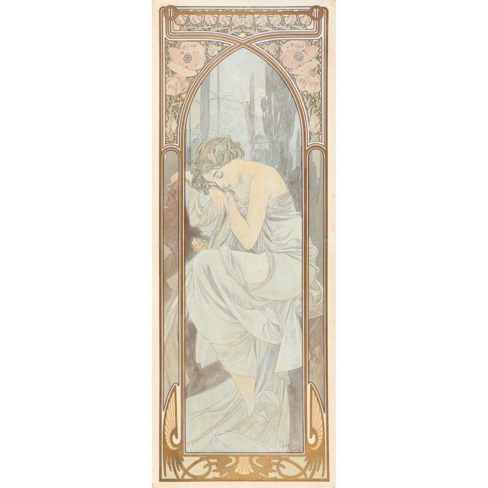 NIGHT'S REST : FROM THE SERIES "TIMES OF THE DAY" by Alphonse Mucha