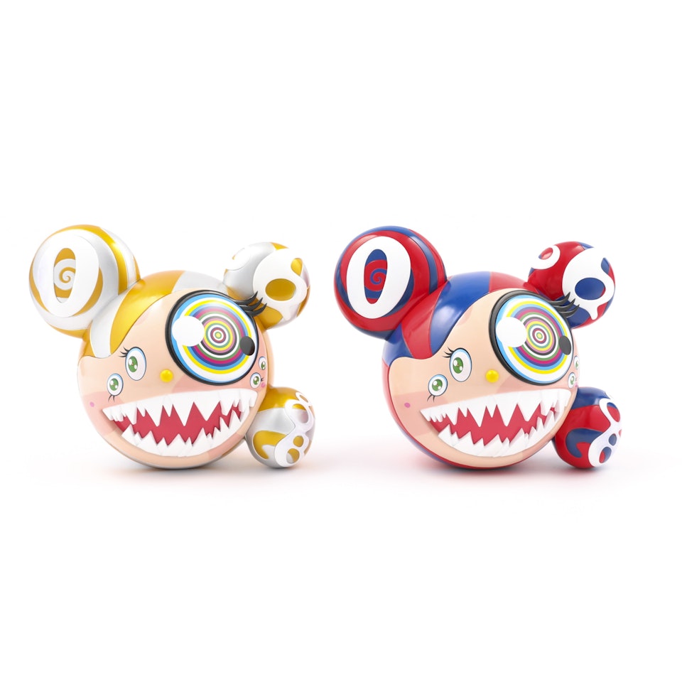 (1)MR DOB FIGURE (ORIGINAL) (2)MR DOB FIGURE (GOLD) 2 PIECES by Takashi Murakami