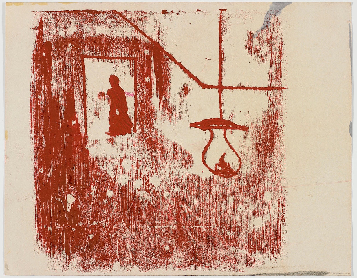 Figures in an Interior with hanging lamp, Kelly Series by Sidney Nolan