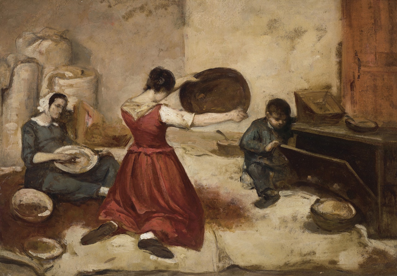 Les cribleuses de blé, esquisse by Gustave Courbet
