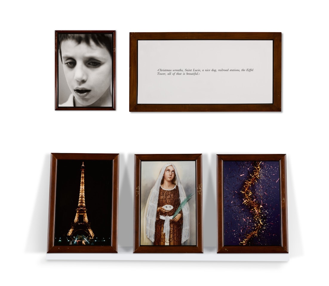 Christmas wreaths, Saint Lucie, a nice dog, railroad stations, the Eiffel Tower, all of that is beautiful' (from The Blind) by Sophie Calle