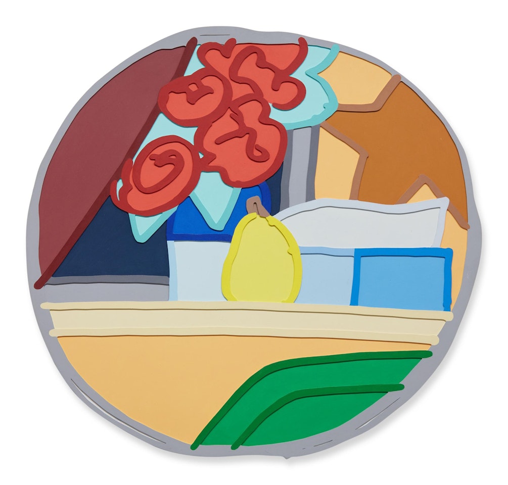 Nighttime Still Life with Four Roses and Pear by Tom Wesselmann