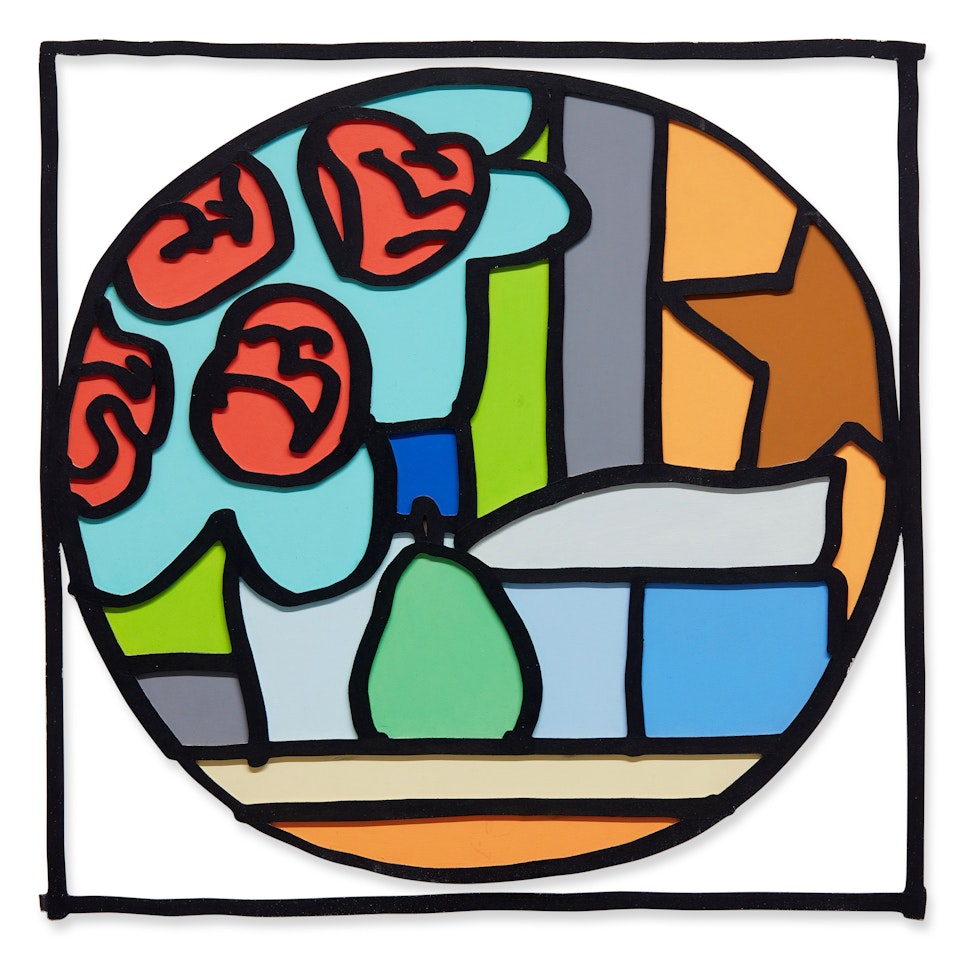 Still Life with Four Roses and Pear by Tom Wesselmann