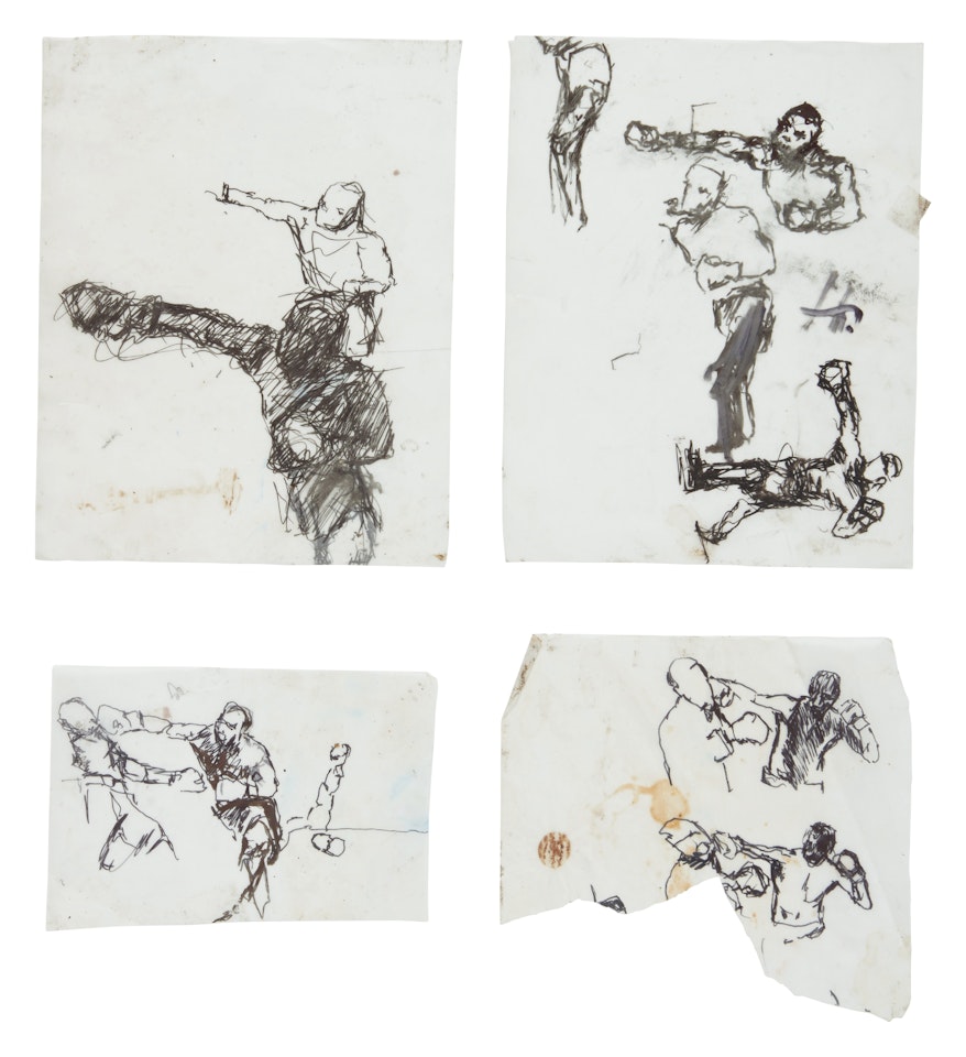 Untitled (Four Drawings of Boxers) by Richard Hambleton