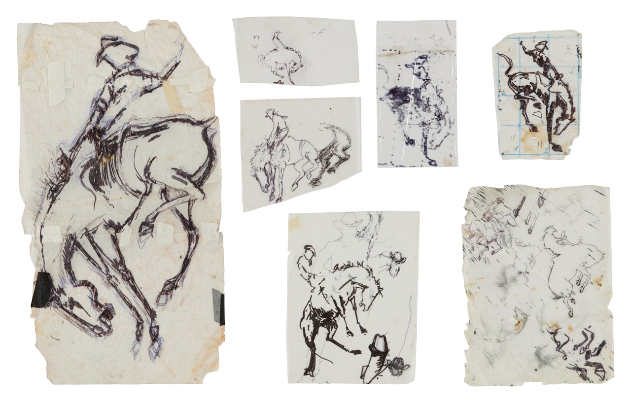 Untitled (Seven Drawings of a Horse and Rider) by Richard Hambleton