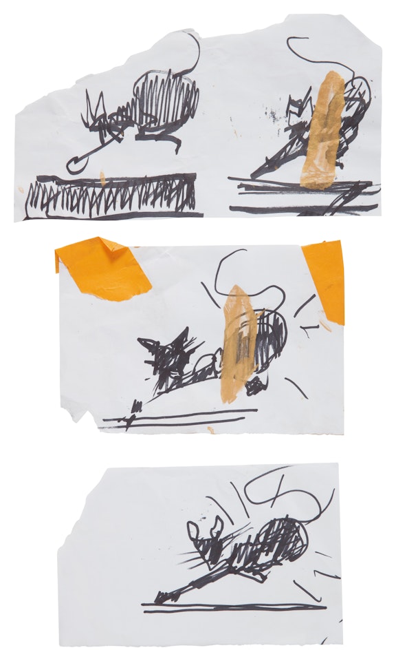 Untitled (Three Drawings of Cats) by Richard Hambleton