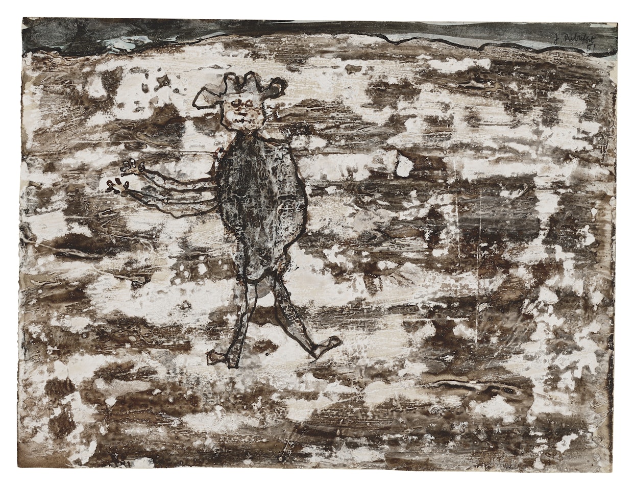 Personnage dans un paysage desertique by Jean Dubuffet