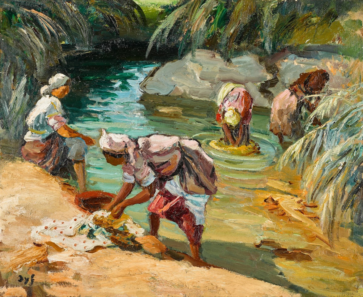 Femmes Maroccaines (Femmes lavant dans un oued) by Marcel Dyf