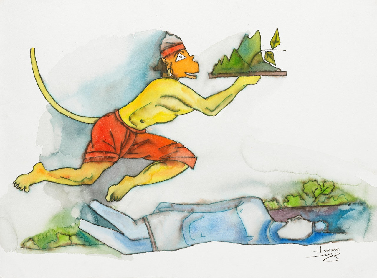 Hanuman Series (Four Paintings) by M.F. Husain