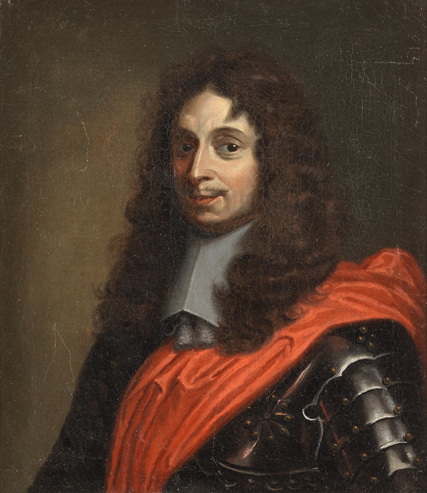 Portrait of a gentleman, half-length, in armour with a red sash by French School