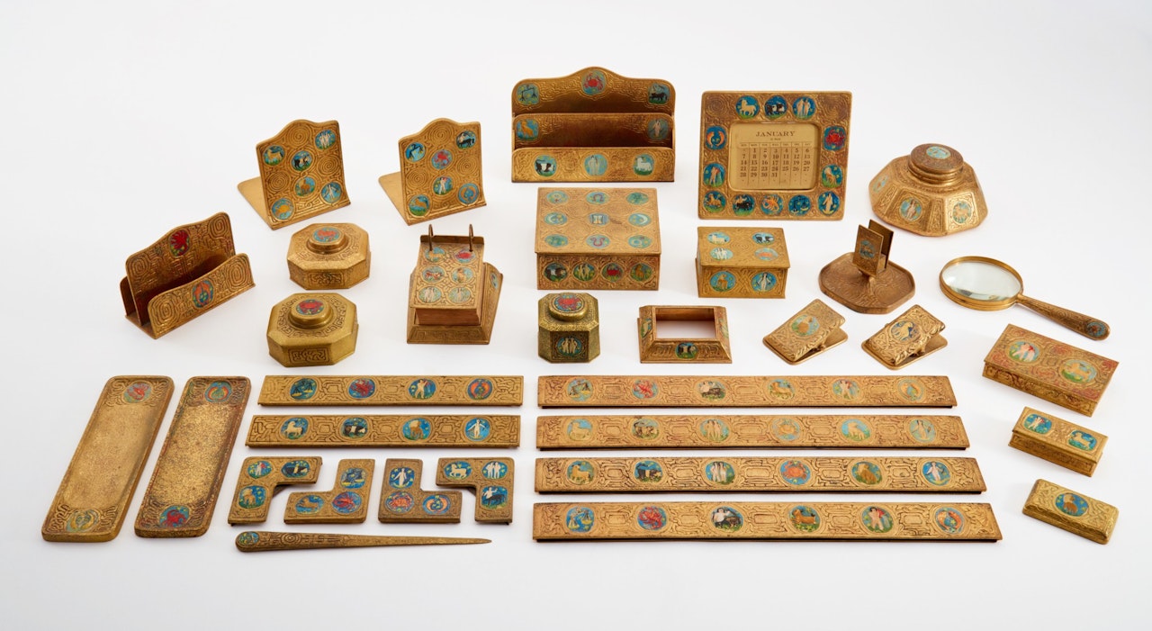 33-Piece “Zodiac” Desk Set by Tiffany Studios
