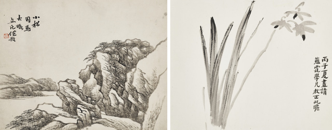 Orchid / Landscape by Zhu Qizhan