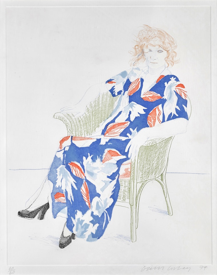 Celia in a Wicker Chair by David Hockney