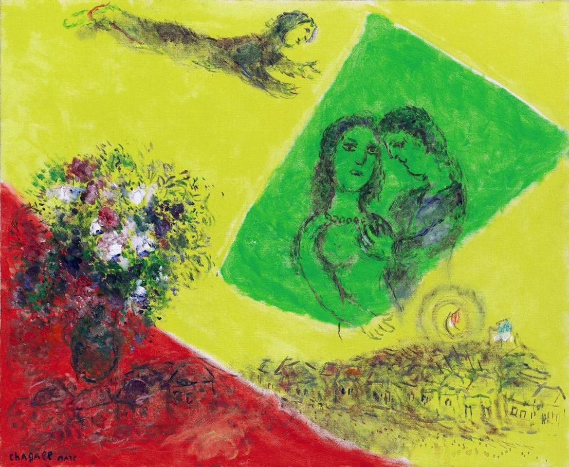 Les amoureux au carré vert, by Marc Chagall