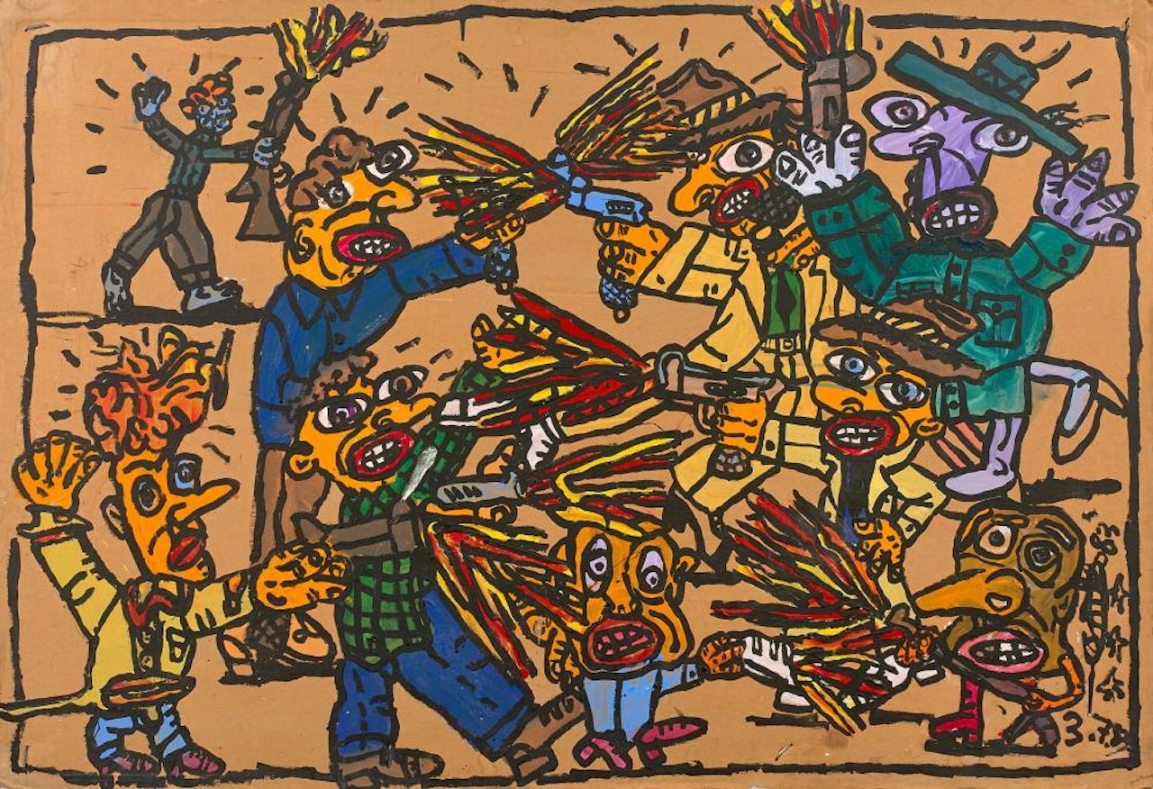 Sans titre (Coup de feu par les gangsters énervés par la soeur d'un copain (ou plutôt à cause) by Robert Combas