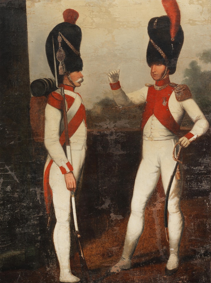 A grenadier and an officer of the 3rd Foot Grenadier Regiment of the Imperial Guard unframed by French School