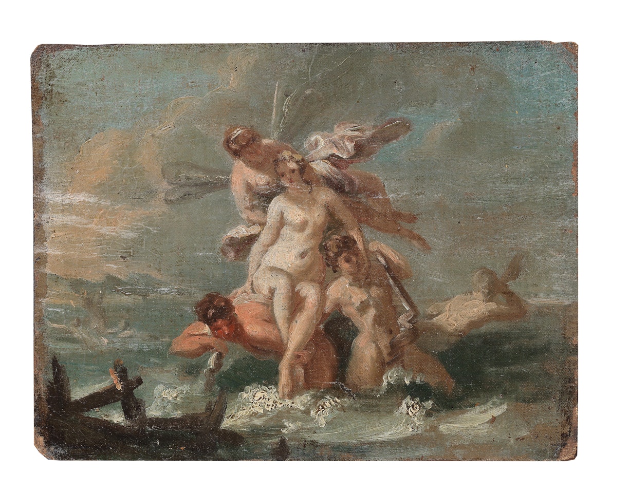 Venus rising from the waves unframed by French School