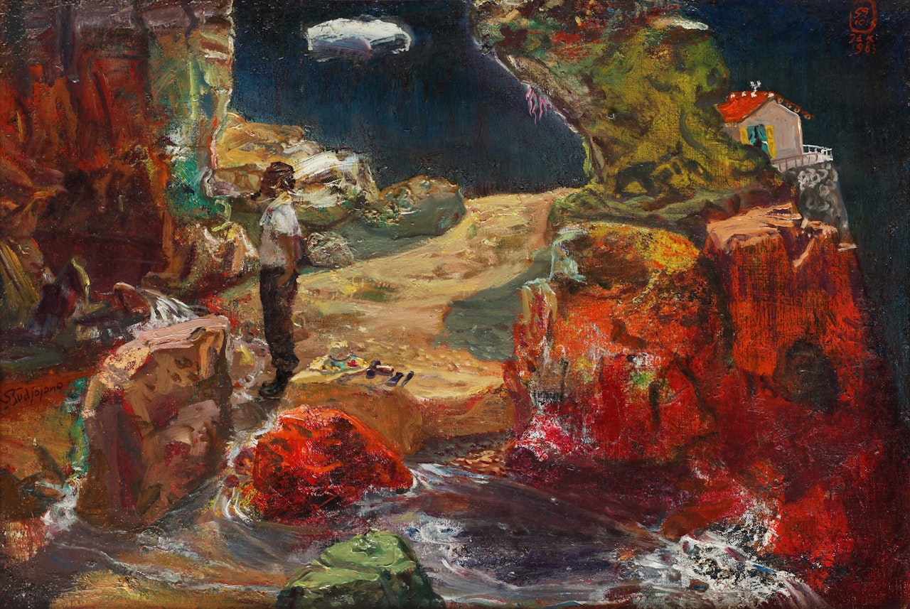 Di dalam gua (Kenangan revolusi) (In the cave [Memory of the revolution]) by Sindutomo Sudjojono