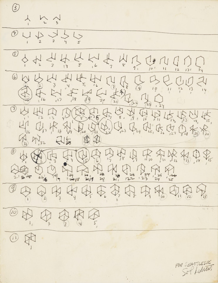 Working drawing for Incomplete Open Cubes by Sol LeWitt
